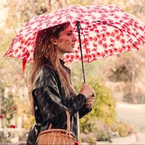 Catherine Malandrino Red Floral Umbrella NEW